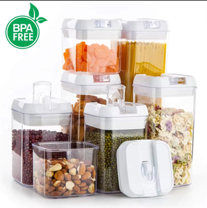 Récipients hermétiques pour le stockage des aliments Récipients à céréales 7 pièces avec couvercles Easy Locke Plastique sans BPA pour le stockage du garde-manger de la cuisine