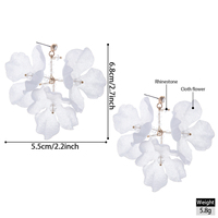 Pendientes Largos de Tela con Flores Estilo Boho, Pendientes Colgantes Florales de Chifón para Mujer, Joyería para Vacaciones de Verano en la Playa