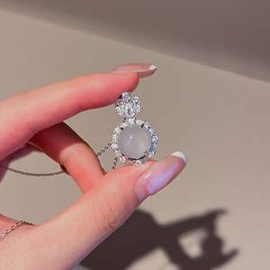 Collar de Plata de Ley S925 con Jade Blanco Dinámico, Cadena para Clavícula, Collar de Diamantes Brillantes, Colgante Fino - Product Image 5