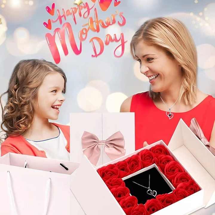 FCJ High-End Women's Necklace with Peach Heart Projection Fine Pendants & Charms-'I Love You' Message