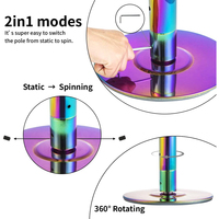 Poteau de danse portable réglable en hauteur, facile à installer, coloré, amovible, statique et rotatif, 45 mm