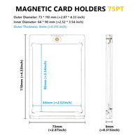 Porte-cartes rigide ultra-transparent 75PT de haute qualité, étui de protection, porte-cartes magnétique à une touche pour cartes à collectionner Pokémon