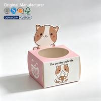 Boîte à gâteau personnalisée découpée sur mesure avec fenêtre, en carton biodégradable de qualité alimentaire, pelliculage mat, jetable, pour pâtisseries mignonnes