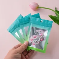 Pochette d'emballage en plastique à logo personnalisé avec dégradé de couleurs, sacs refermables à fermeture éclair pour la présentation et le rangement de bijoux et de lunettes