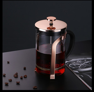 Logo personnalisé <span class=keywords><strong>de</strong></span> style classique OEM or rose acier inoxydable métal cafetière à thé presse française - Product Image 5