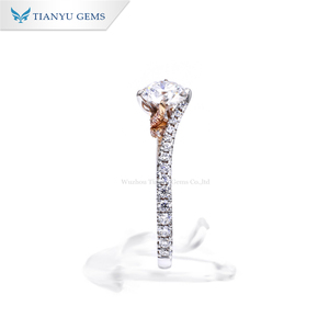 Bague de fiançailles Tianyu Gems en moissanite de 6 mm couleur D avec matériau en or blanc et jaune 18 carats <span class=keywords><strong>Us5</strong></span> - Product Image 2