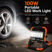 Lampe de travail LED portable rechargeable étanche 100W IP66 50 LED sans fil pour chantier, projecteur d'atelier réglable 6000K