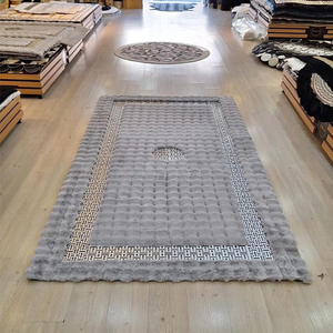 Alfombra Benyi, diseño dorado <span class=keywords><strong>de</strong></span> estilo lujoso Simple, alfombra lavable multicolor supersuave, alfombra <span class=keywords><strong>de</strong></span> piel <span class=keywords><strong>de</strong></span> conejo <span class=keywords><strong>de</strong></span> imitación con lámina dorada - Product Image 4