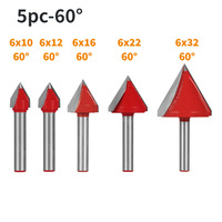 Fraise à graver CNC en acier au tungstène avec pointe en carbure, 60 degrés, en forme de V, pour le travail du bois, queue de 6 mm (1/4 po), OEM Matthew