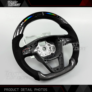Volante de Fibra de Carbono Personalizado de Alto Rendimiento y Estilo Mejorado para Seat <span class=keywords><strong>Leon</strong></span> Cupra Ibiza Ateca <span class=keywords><strong>ST</strong></span> SC FR 2013-2018 con LED - Product Image 3