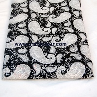 Tissu Voile 100% Coton Peigné Imprimé Paisley Fait Main Noir Écologique Léger pour Robe Chemise Couture Rideau Sac