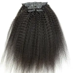 Бесшовный полиуретановый зажим для наращивания волос человеческие волосы бразильские необработанные афро кудряющие волосы для наращивания 100 г