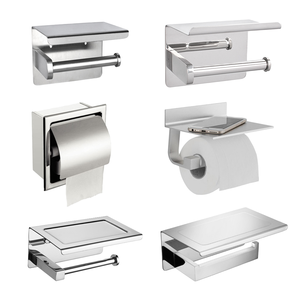 Industrial Wall-Mounted Toilet Tissue and Mobile Phone Storage Shelf Adhesive Bathroom <b>Paper</b> Towel <b>Holder</b> Rack ZF Global Export - Product Image 1