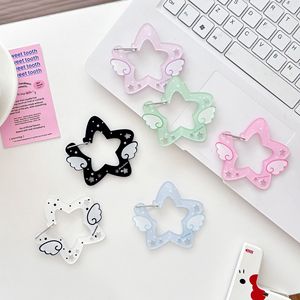 Spot Wholesale Angel Wings Star Plastic <b>Key</b> <b>Chains</b> with Cartoon Pattern Fashion Trend Design Bag Buckle Can Be Hung - Product Image 3