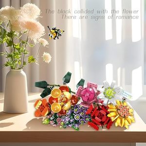 EPT Assemble 8 Flower <strong>Brick</strong> Bouquet Flower <strong>Building</strong> <strong>Blocks</strong> Set <strong>Toy</strong> With Rose - Product Image 5