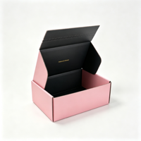 Boîte d'expédition en carton ondulé rose personnalisée avec fermeture éclair facile à ouvrir, boîtes d'expédition écologiques recyclables pour l'emballage de vêtements et de cadeaux