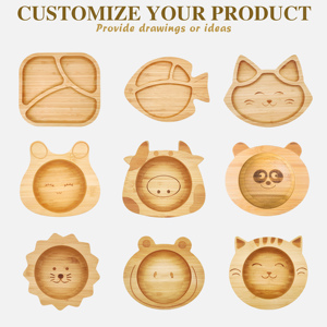 <span class=keywords><strong>Vaisselle</strong></span> en renard mignon pour bébé, apprendre à manger, ensemble d'alimentation en silicone pour bébé, assiette en bambou avec cuillère - Product Image 5