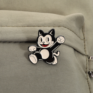 Pin de Esmalte de Gato Negro de Dibujos Animados Americanos, Broche de Gato Feliz Corriendo, Insignia de Solapa, Joyería al por Mayor - Product Image 3