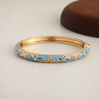 Nouveau Bracelet Jonc Émaillé Chinois Rétro de Luxe Léger pour Femme en Alliage de Zinc Électroplaqué, Effet Goutte d'Huile, Vente Chaude