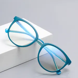 NWOGLSS 2114 Lightweight TR90 Eyeglasses Frame Round Blue Light Blocking Glasses