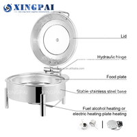 XINGPAI Plat de service rond argenté en acier inoxydable, chauffe-plat pour buffet, équipement de restauration, service de buffet