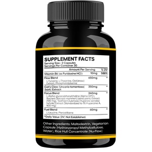 Cápsulas de suplemento cerebral nootrópico Biocaro para memoria, claridad mental y mejora cognitiva | Cápsula de enfoque - Product Image 2