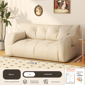 โซฟาผ้าฝ้ายสไตล์ใหม่ปี 2025 แบบถุงถั่ว ทรงทาทามิ โซฟาพักผ่อนแบบสองที่นั่ง สามที่นั่ง สำหรับห้องนั่งเล่นขนาดเล็กหรืออพาร์ตเมนต์ให้เช่า - Product Image 3