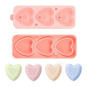 SILIKOLOVE Factory 3-Cavity Heart-Shaped Maker LFGB Platinum Non-Stick BPA-Free Silicone Ice <b>Cube</b> Mold - Product Image 1