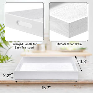 Vassoio di servizio in legno con manici in legno rettangolo decorazione ottomana vassoio di vanità per colazione bevande cucina pranzo soggiorno - Product Image 2