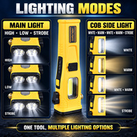 Lampe torche solaire COB LED W5214 ABS 1000 Lumens 1500mAh IP54 Rechargeable par USB Lampe torche magnétique Batterie 18650