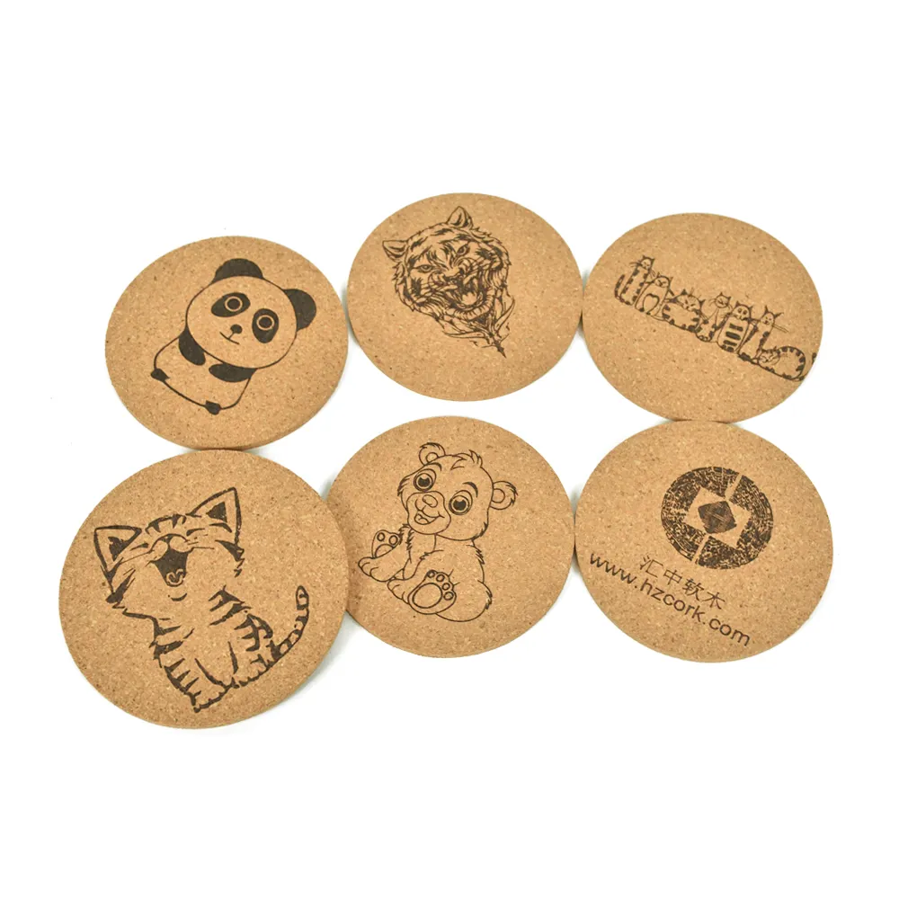 Wholesale Eco-Friendly Customized Printing Cork Coasters Round Blank Car Coaster Cup Mat Recycled