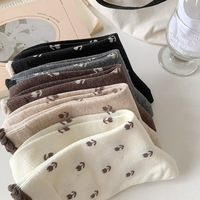 Chaussettes en coton tricotées à motif floral tulipe rétro respirantes pour femmes