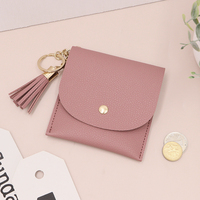 Portefeuille à main pour femme avec fermeture à bouton, porte-monnaie court à franges et porte-cartes, en stock