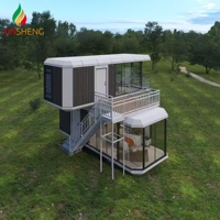Maisonnette préfabriquée moderne de type Apple Cabin, démontable, pour bureau, habitation ou conteneur.