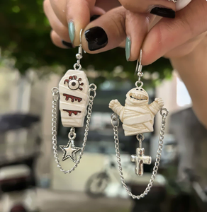 Nuovi Orecchini Asimmetrici Stile Punk Oscuro Personalizzati a Forma di <span class=keywords><strong>Mummia</strong></span> per Halloween, Orecchini Y2k per Ragazze Audaci - Product Image 4