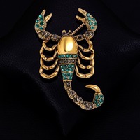 Broche en cristal de bijouterie fantaisie, broche en strass scorpion, broches de décoration de robe, broches de bijouterie pour femmes