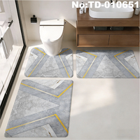 Ensemble de 3 tapis de salle de bain imperméables en gros avec découpe en U pour toilettes, motifs géométriques abstraits en marbre, personnalisable OEM