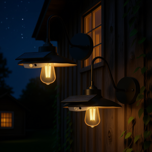 Lámpara Solar Exterior para Granero, Aplique de Pared con Cuello de Cisne, Compatible con Bombilla E27, Luz Blanca Cálida 2700K, Sensor de Movimiento, Estilo Rústico - Product Image 2