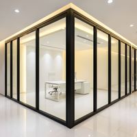 Cloison modulaire en aluminium et verre 4-en-1 de 108 mm, insonorisante, pour une construction rapide dans les bureaux, les banques, les laboratoires et les bibliothèques