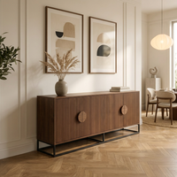 Modernes Sideboard mit Wellenfront aus Spanplatten, schwarzem Metallrahmen, minimalistisch, für Wohnzimmer, TV-Konsole, Küche, Esszimmer, Aufbewahrung