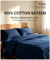 Ensemble de housse de couette en coton biologique 100% 60S satiné uni, ensemble de draps de lit doux de qualité supérieure