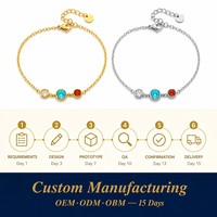 Bracelet en acier inoxydable plaqué or 18 carats, anti-ternissement, avec trois zircons, pour femme, prêt à être expédié en gros