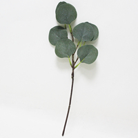 Tige d'eucalyptus artificielle argentée, fausses feuilles d'eucalyptus rondes, branche de verdure pour la décoration florale de mariage