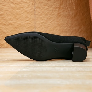 Stivali da donna con <span class=keywords><strong>tacco</strong></span> spesso di nuova moda stivali alla caviglia in maglia elasticizzata per ragazze Hot Internet - Product Image 4