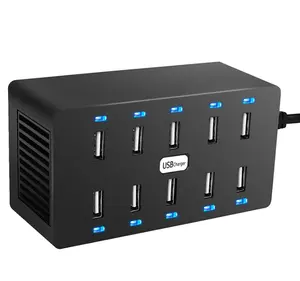 Pengisi Daya Multi-Port Daya 50W 10 Usb 5V 2,4 A Cocok untuk Ponsel