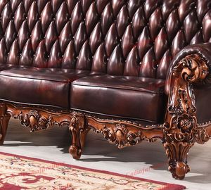 ชุดโซฟาหนังแท้ดีไซน์ยุโรป แบบแยกส่วน <span class=keywords><strong>1</strong></span>+2+3 <span class=keywords><strong>ที่</strong></span>นั่ง โครงไม้แบบดั้งเดิม สำหรับห้องนั่งเล่นในวิลล่า - Product Image 6