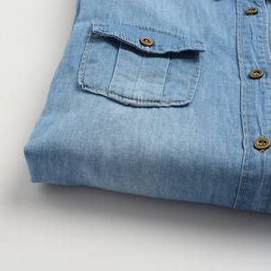 เสื้อเชิ้ตเด็กสีฟ้าอ่อนติดกระดุมยาวถึงเข่า แบรนด์ส่วนตัว จัดส่งด่วน - Product Image 5