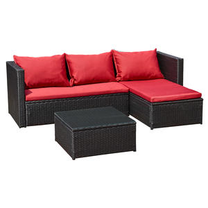 Salotto da giardino Bergen III nero rosso - Product Image 3