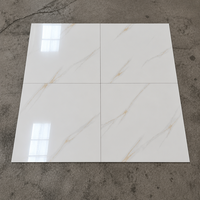 Carreaux de sol en porcelaine effet marbre Carrara brillant 600x600mm White Lotus pour salon, antibactériens, pour hôtel