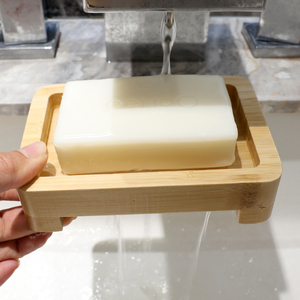 Moderno bagno di bambù portasapone auto drenante in legno Bar porta sapone per doccia quadrato antiscivolo vassoi per bagno uso cucina - Product Image 2